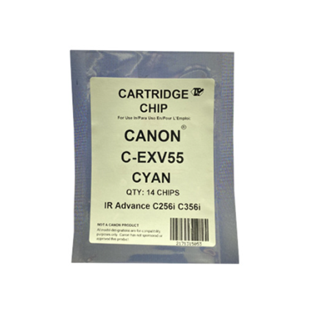 Canon C-EXV55 Sachet de 10 Puces de Remplacement Cyan Avec Autocollant