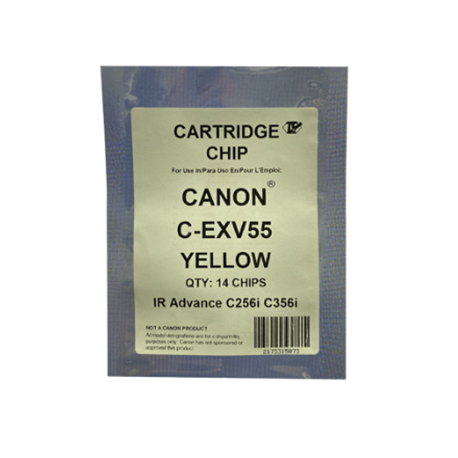 Canon C-EXV55 Sachet de 10 Puces de Remplacement Jaune Avec Autocollant